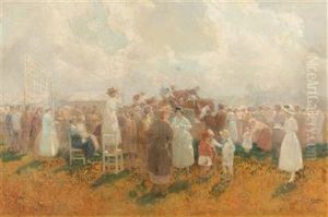 At The Horse Race Track On A Summerday by Rudolf Alfred Hoeger