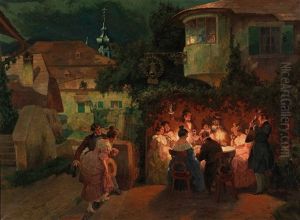 Beim Heurigen In Grinzing by Rudolf Alfred Hoeger