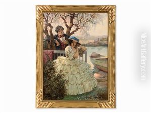 Lovers On The Danube Bank, Vienna by Rudolf Alfred Hoeger