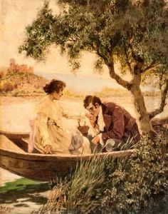 Hoger_rudolf Galantes Liebespaar In Einem Boot Sitzend by Rudolf Alfred Hoeger