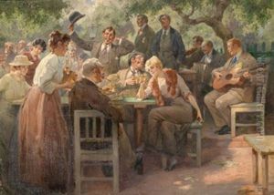 Beim Heurigen by Rudolf Alfred Hoeger