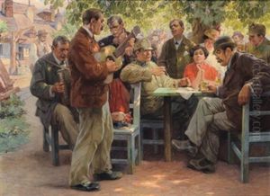 Beim Heurigen by Rudolf Alfred Hoeger