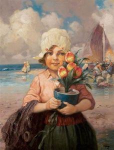 Dutch Flower Girl by Rudolf Alfred Hoeger