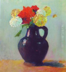 Dahlia's In A Jug by Georges Hogerwaard