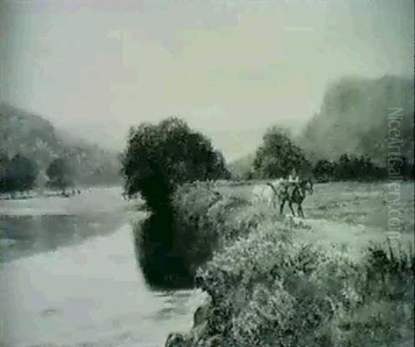 Flusslandschaft Mit Einem Reiter - view 1
