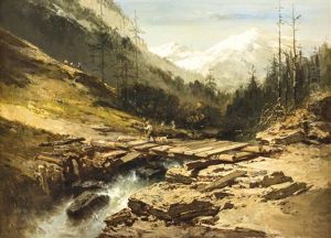 Im Hochgebirge - Jager Mit Hund Und Drei Arbeiterinnen