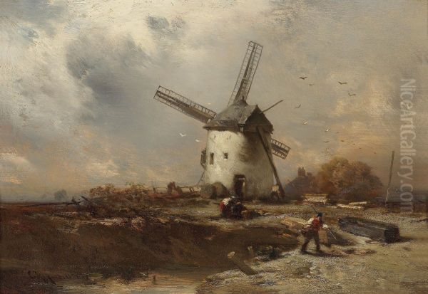 Landscape With Windmill And Decorative Figures - view 1