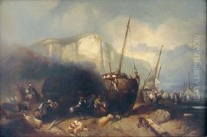Calfatage Et Pecheurs En Mer (pair) by Charles Hoguet