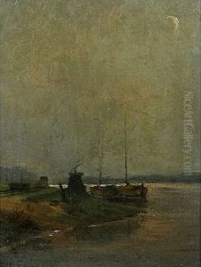 Boote Am Ufer Bei Zunehmendem Mond Boote Am Ufer Bei Zunehmendem Mond