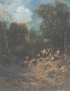 Holzfaller Auf Einer Waldlichtung Holzfaller Auf Einer Waldlichtung