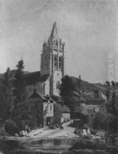 Eine Kirche In Einem Franzosischen Stadtchen