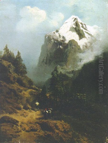 Figures In An Alpine Landscape - view 1
