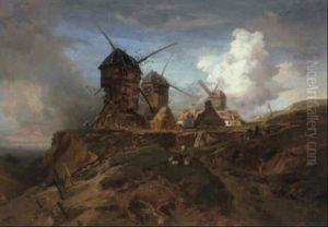 Windmuhlen An Der Normannischen Kuste by Charles Hoguet