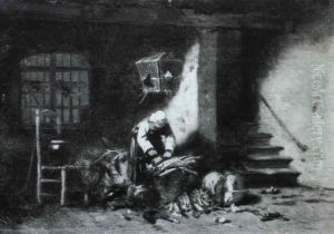 Interieur Mit Bauerin by Charles Hoguet