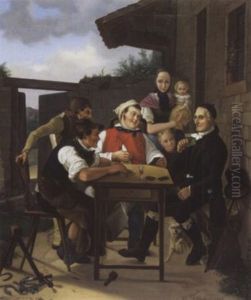 Johann Kaspar Lavater Bei Einem Landlichen Kartenspieler by Friedrich Hohbach