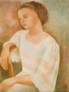 Portrait Of Gizela - White Dress by Alice Hohermann