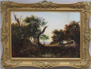 Italienische Landschaft Mit Schafhirten Und Ihrer Herde by Georg Hoehn