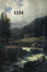 Alpenlandschaft Mit Bergbach Und Personenstaffage by Georg Hoehn