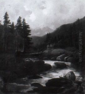 Gebirgstal Mit Einem Wildbach by Georg Hoehn