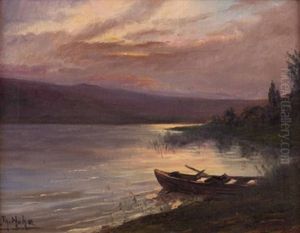 Abendstimmung Am Fluss by Theodor Hoehn