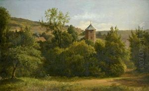 Blick Uber Die Losnitz Bei Dresden Im Sommer by Adolf Hohneck