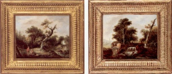 A River Landscape With Figures By A Waterfall - view 1