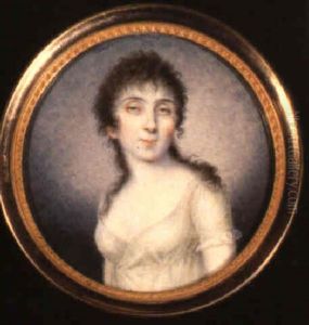 Portrait Of A Young Lady In Decollete Green Dress by Claude Jean Baptiste Hoin