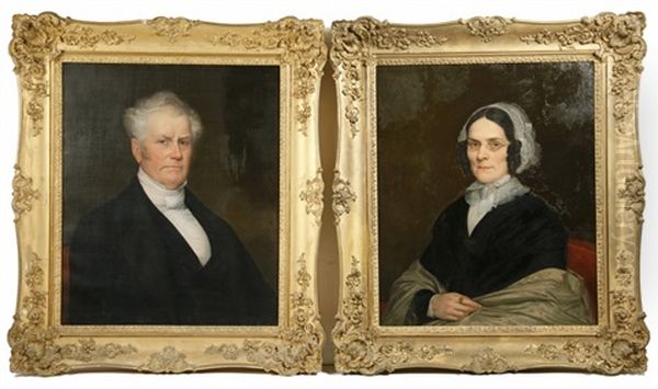 Pair Of Portraits Of An Elderly Couple, - view 1
