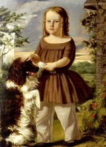 Portrait Of George Otis Lawrence, Aged Six, And His Spaniel by Albert Gallatin Hoit