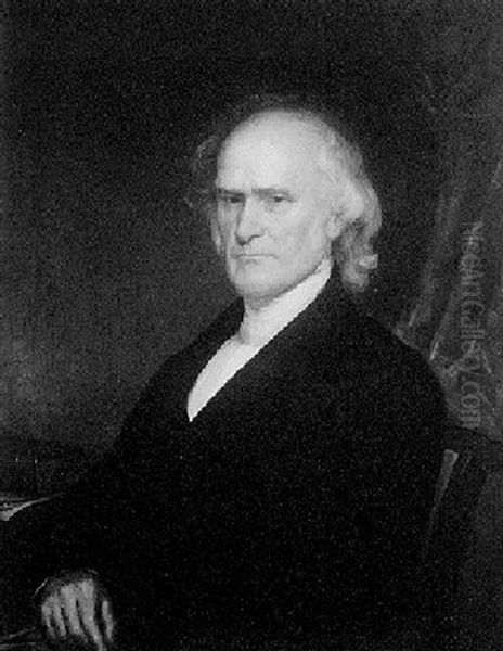 Portrait Of Reverend Dr. Daniel Sharp Seated By A Desk And Holding A Pair Of Spectacles - view 1