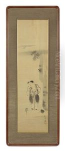 A Framed And Glazed Kakejiku (vertical Hanging Scroll) by Sakai Hoitsu