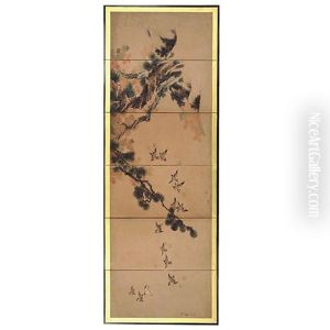 Shoka Gunjaku Zu Byobu (in 6 Parts) by Katsushika Hokusai