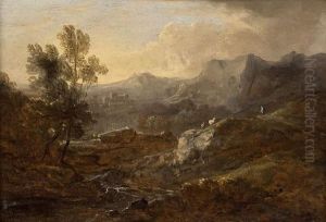 Mountainous Landscape With Distantcastle by Benjamin Barker Of Bath