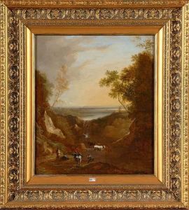La Halte Des Paysans Et De Leur Troupeau A La Cascade by Benjamin Barker Of Bath