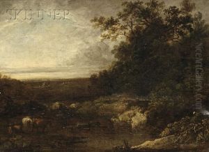 Cattle In A Mountainous Landscape by Benjamin Barker Of Bath