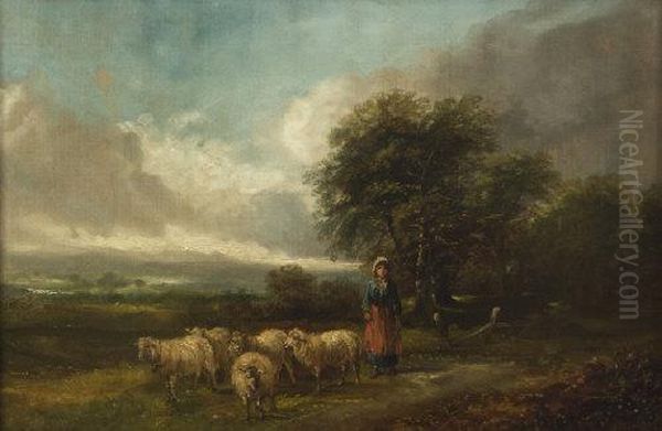 A Shepard And Shephardess Along A Road Side - view 1