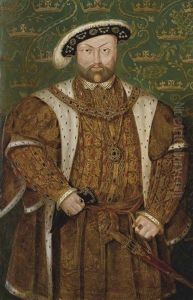 Portrait Of King Henry Viii (1491-1547), Three-quarter-length, In An Ermine-trimmed Coat And Jewel-encrusted Feathered Cap