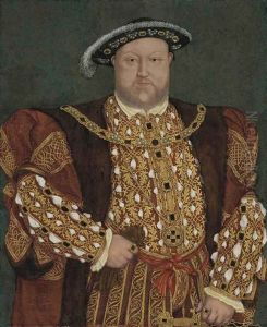 Portrait Of King Henry Viii In A Fur-lined, Gold-brocade Cloak And Doublet