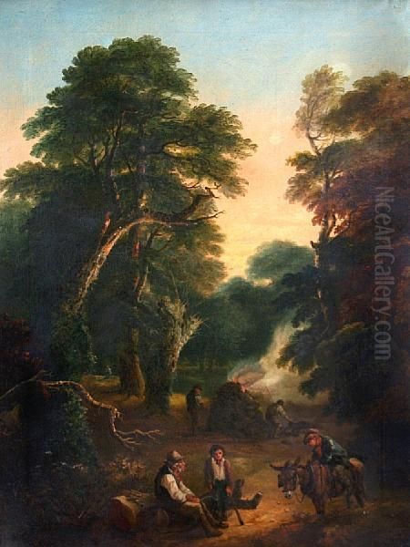 Charcoal Burners In A Woodland Clearing - view 1