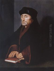 Bildnis Des Humanisten Erasmus Von Rotterdam Mit Einem Buch by Hans Holbein the Younger