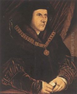 Portrait Of Sir Thomas More Wearing Fur-edged Robes, Holding A Scroll by Hans Holbein the Younger