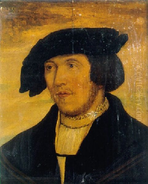 Portrait Of A Young Bearded Man, Wearing A Black Coat With Lace Chemise And Black Hat - view 1