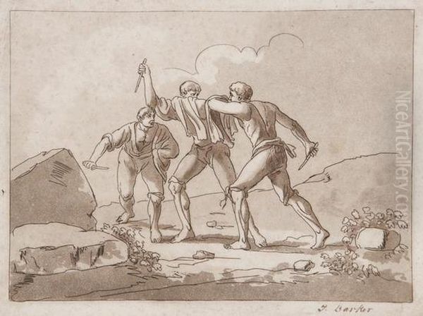 Brigands Fighting With Knives - view 1