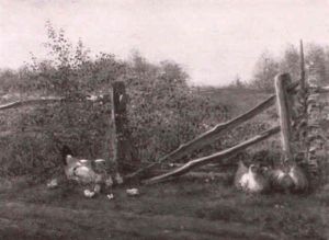 Chicken By A Fence by Wakeman Holberton