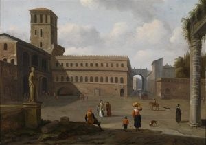 Ansicht Eines Romischen Palastes Mit Ruinen Im Vordergrund Und Figurenstaffage by Jan Cornelisz Holblock