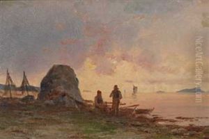 Fiskere Ved Kysten by Jacob Julius Holck