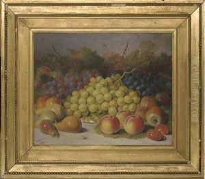 Grapes, Pears, Peaches And Apples, With Plums To The Side