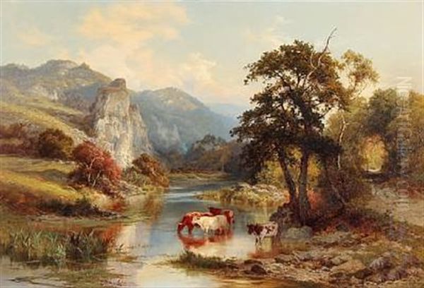 English Landscape With Cattle By A Stream - view 1