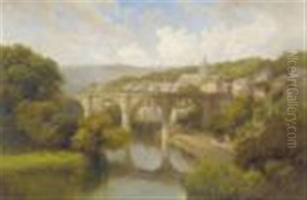 View Of Knaresborough With Figures On The River Nidd - view 1