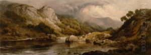 Anglers On A Riverbank (conway, North Wales?) by Edward Henry Holder